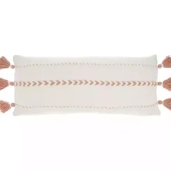Best Kirklands Home White and Blush Braided Stripe Lumbar Pillow