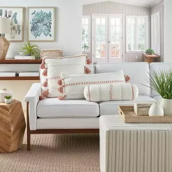 Best Kirklands Home White and Blush Braided Stripe Lumbar Pillow