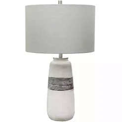 Sale Kirklands Home White and Brown Distressed Stripe Table Lamp Gray
