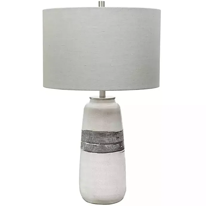 Sale Kirklands Home White and Brown Distressed Stripe Table Lamp Gray