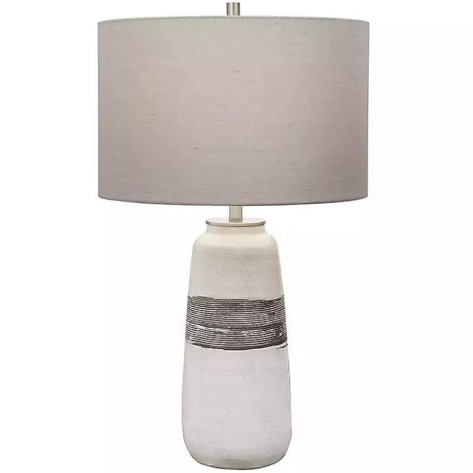 Sale Kirklands Home White and Brown Distressed Stripe Table Lamp Gray