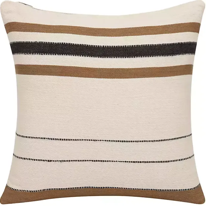 Online Kirklands Home White and Brown Striped Pillow
