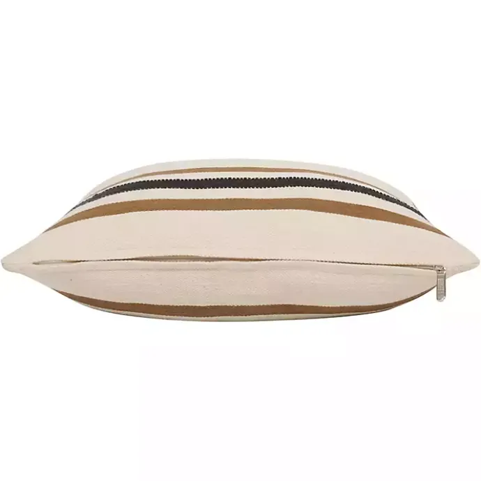 Online Kirklands Home White and Brown Striped Pillow