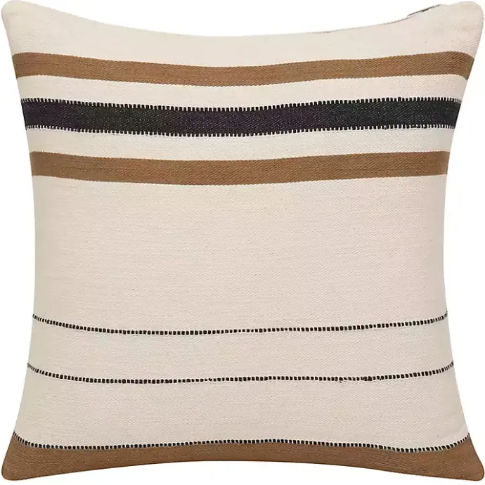 Online Kirklands Home White and Brown Striped Pillow