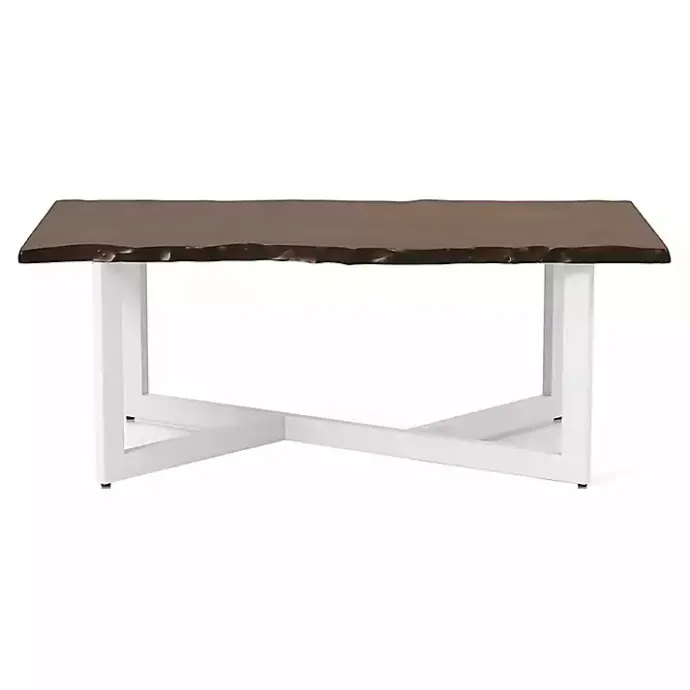 Online Kirklands Home White and Dark Oak Wood Live Edge Coffee Table Brown