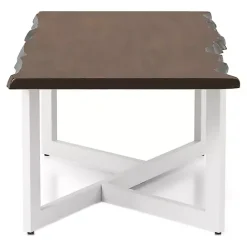 Online Kirklands Home White and Dark Oak Wood Live Edge Coffee Table Brown