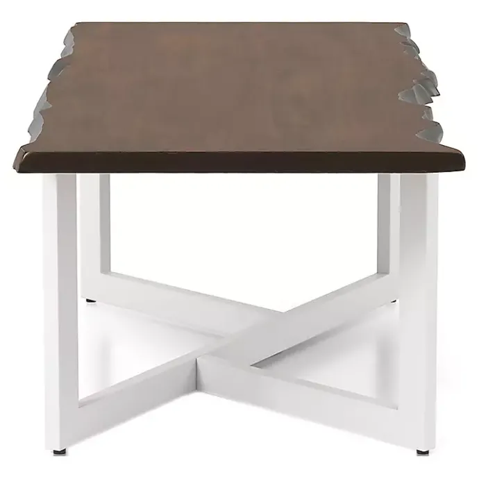 Online Kirklands Home White and Dark Oak Wood Live Edge Coffee Table Brown
