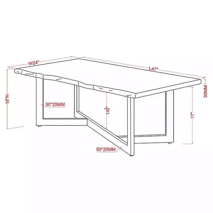 Online Kirklands Home White and Dark Oak Wood Live Edge Coffee Table Brown