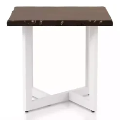 Best Kirklands Home White and Dark Oak Wood Live Edge Accent Table Brown