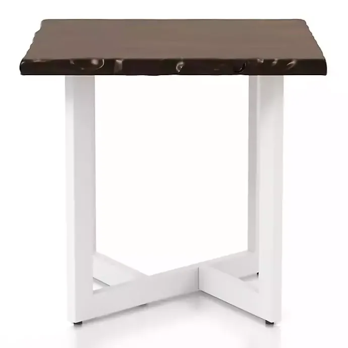 Best Kirklands Home White and Dark Oak Wood Live Edge Accent Table Brown