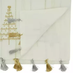 Online Kirklands Home White and Gold Christmas Tree Table Runner