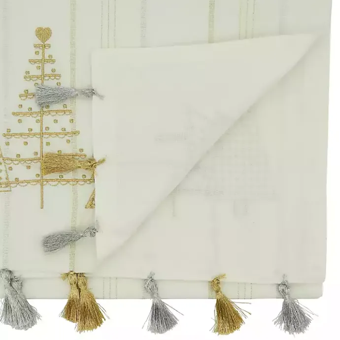 Online Kirklands Home White and Gold Christmas Tree Table Runner