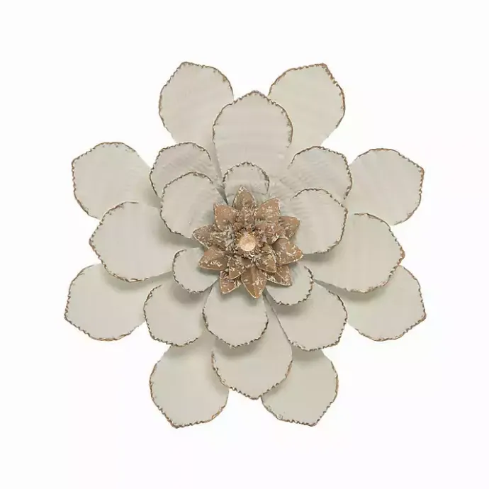 Best Kirklands Home and Gold Metal Flower Small Wall Plaque White