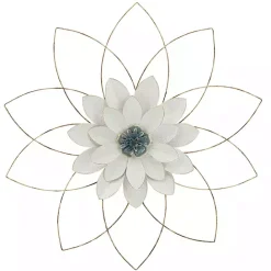 Online Kirklands Home White and Gold Metal Flower Wall Plaque