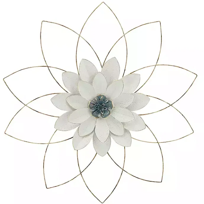 Online Kirklands Home White and Gold Metal Flower Wall Plaque