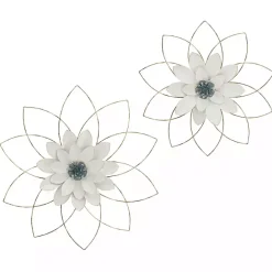 Online Kirklands Home White and Gold Metal Flower Wall Plaque