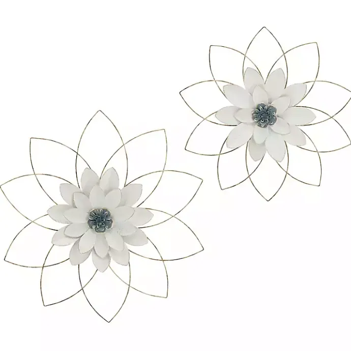 Online Kirklands Home White and Gold Metal Flower Wall Plaque