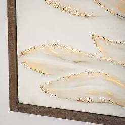 New Kirklands Home White and Gold Protea Framed Wall Plaque