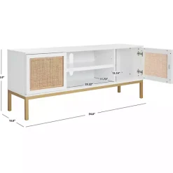 Clearance Kirklands Home and Gold Rattan Media Cabinet White