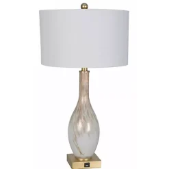 Best Kirklands Home and Gold Swirl Glass Table Lamps, Set of 2 White