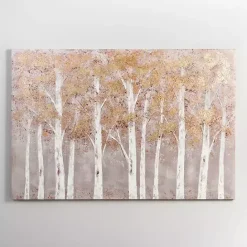 Kirklands Home White and Gold Treescape Canvas Art Print