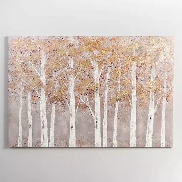 Kirklands Home White and Gold Treescape Canvas Art Print