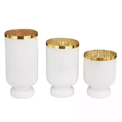 Best Kirklands Home White and Golden Goblet 3-pc. Candle Holder Set