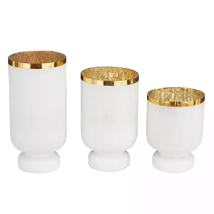 Best Kirklands Home White and Golden Goblet 3-pc. Candle Holder Set