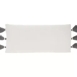 Discount Kirklands Home White and Gray Braided Stripe Lumbar Pillow