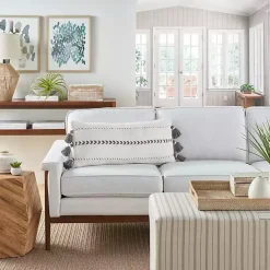 Discount Kirklands Home White and Gray Braided Stripe Lumbar Pillow