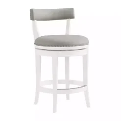 Discount Kirklands Home White and Faux Leather Swivel Counter Stool Gray