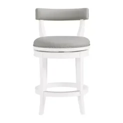 Discount Kirklands Home White and Faux Leather Swivel Counter Stool Gray