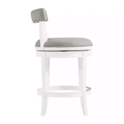 Discount Kirklands Home White and Faux Leather Swivel Counter Stool Gray