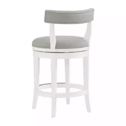 Discount Kirklands Home White and Faux Leather Swivel Counter Stool Gray