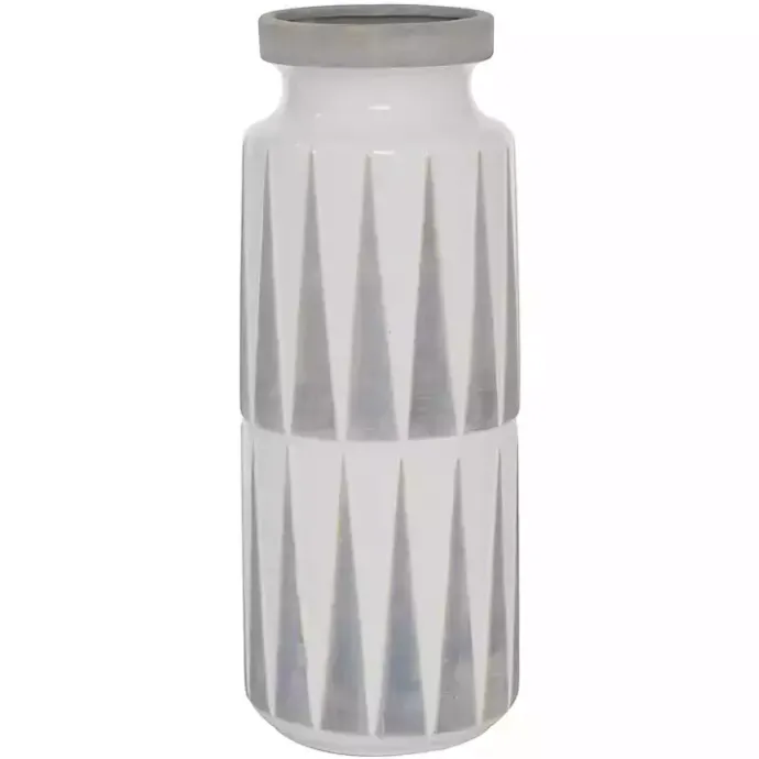 Best Kirklands Home White and Gray Geometric Triangle Vase, 17 in.
