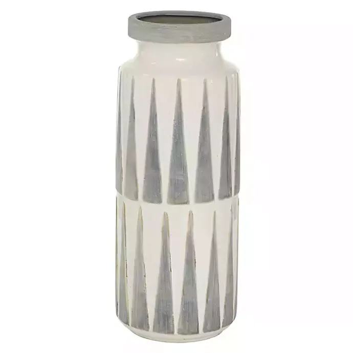 Best Kirklands Home White and Gray Geometric Triangle Vase, 17 in.