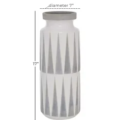 Best Kirklands Home White and Gray Geometric Triangle Vase, 17 in.