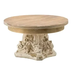 Best Kirklands Home White and Natural Round Plate Stand