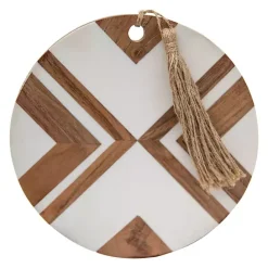 Kirklands Home White and Natural Wood Geometric Cutting Board