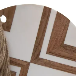 Kirklands Home White and Natural Wood Geometric Cutting Board