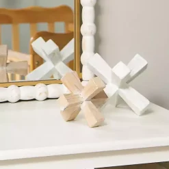 Online Kirklands Home White and Natural Wood Jack Sculptures, Set of 2