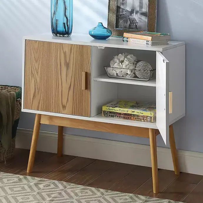 Online Kirklands Home and Natural Wood Reversible Doors Cabinet White