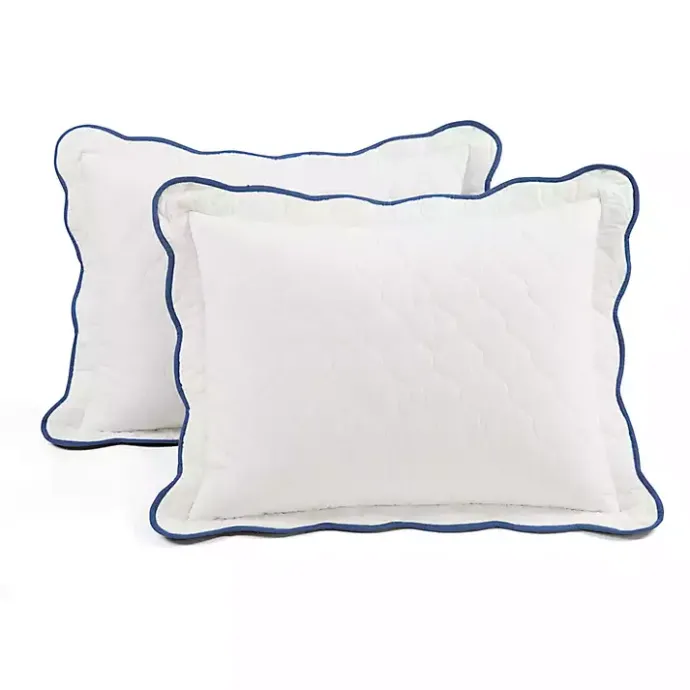 Clearance Kirklands Home White and Navy Scallop 3-pc. Full/Queen Quilt Set