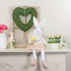 New Kirklands Home White and Pink Easter Bunny Plush