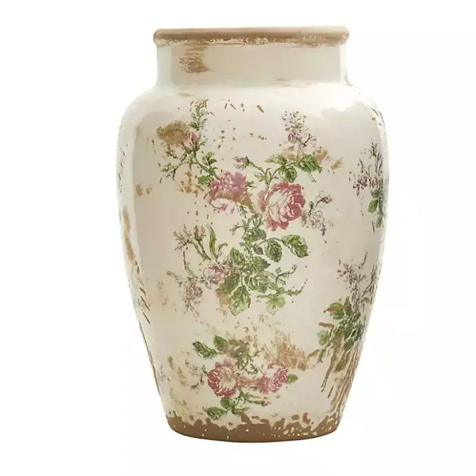 Best Kirklands Home White and Pink Floral Ceramic Vase