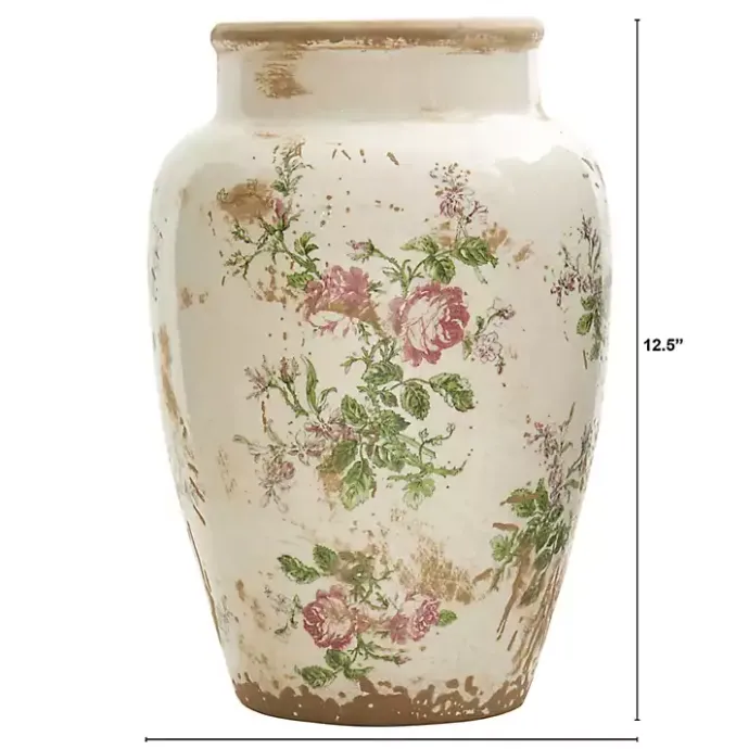 Best Kirklands Home White and Pink Floral Ceramic Vase