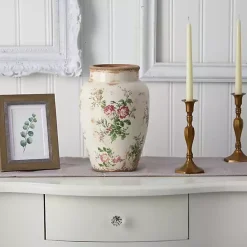 Best Kirklands Home White and Pink Floral Ceramic Vase