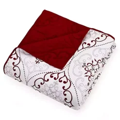 Discount Kirklands Home White and Red Pattern 3-pc. King Quilt Set