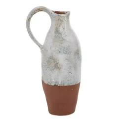 Outlet Kirklands Home White and Rust Brown Ceramic Vase, 14 in.