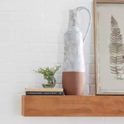 Kirklands Home White and Rust Brown Ceramic Vase, 23 in.